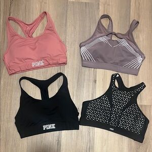 Pink and Black Sports Bras Set by PINK, VSX, & Adidas